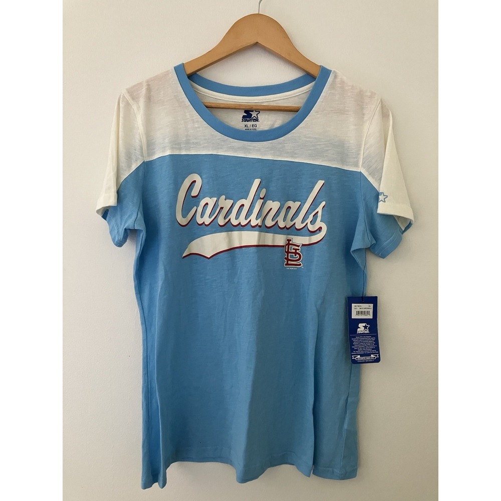 St. Louis Cardinals Women's Starter T Shirt NWT Sz XL In Off White / Blue